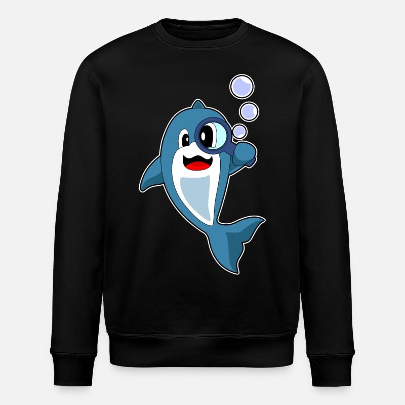 Dolphin Detective Magnifier - Stanley/Stella ROLLER Unisex Organic Sweatshirt - black