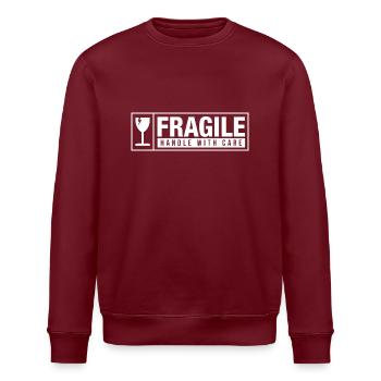 Fragile Handle With Care - Stanley/Stella Unisex Bio-Sweatshirt ROLLER - Burgunderrot - Vorne - Nik (191cm)