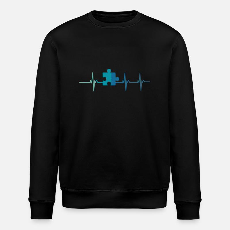 Battement de cœur puzzle autisme - Sweat bio ROLLER Stanley/Stella Unisexe - noir