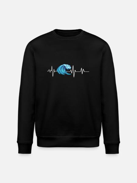 Heartbeat Ocean Wave - Stanley/Stella ROLLER Unisex Organic Sweatshirt - black