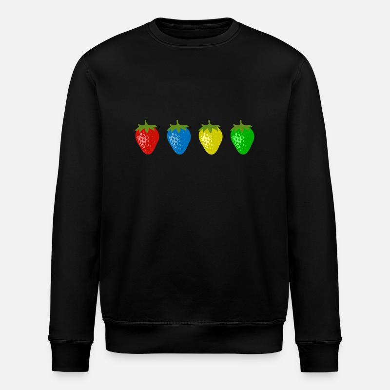 Bunte Erdbeeren - Stanley/Stella Unisex Bio-Sweatshirt ROLLER - Schwarz
