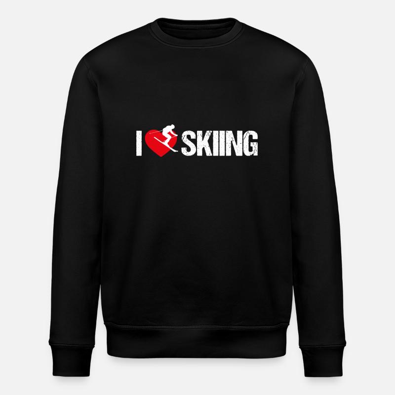 I love skiing - Stanley/Stella ROLLER Unisex Organic Sweatshirt - black