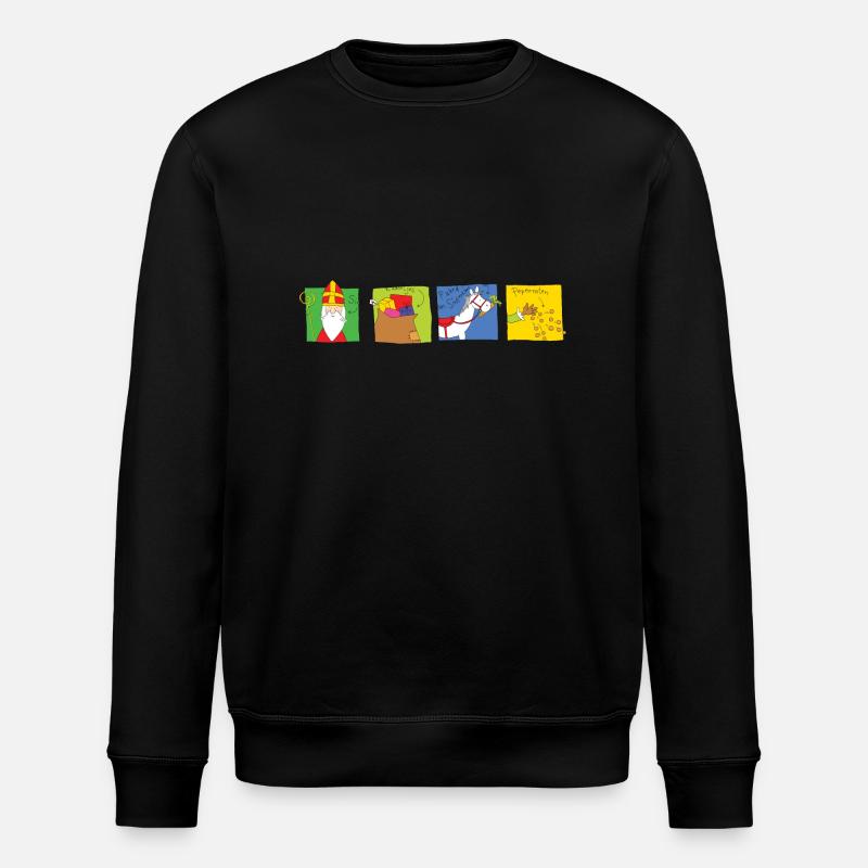 Sinterklaas vier op rij - Stanley/Stella ROLLER Unisex Organic Sweatshirt - black