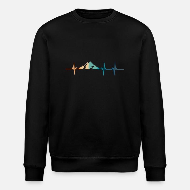 Herzschlag der Berge - Stanley/Stella Unisex Bio-Sweatshirt ROLLER - Schwarz