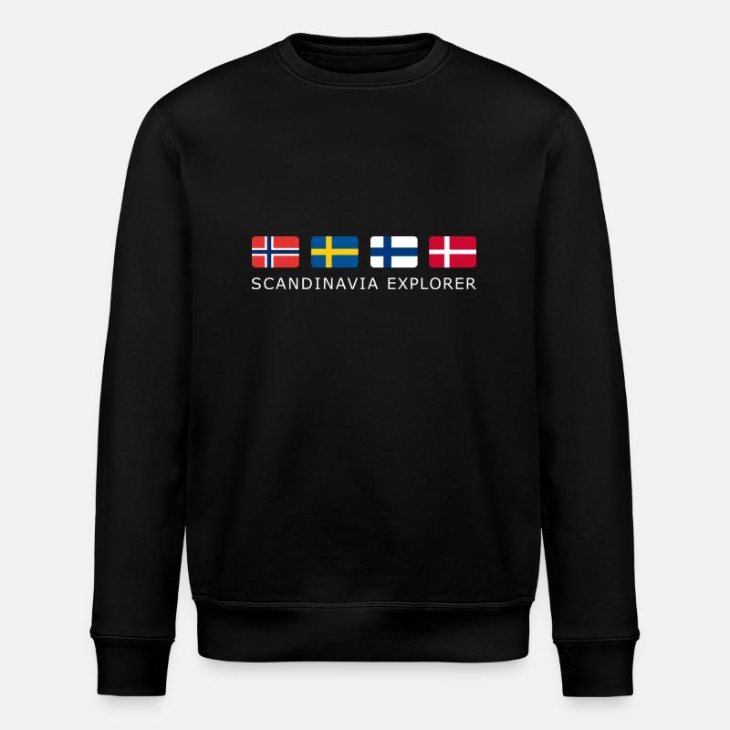 SCANDINAVIA EXPLORER white-lettered - Stanley/Stella ROLLER Unisex Organic Sweatshirt - black