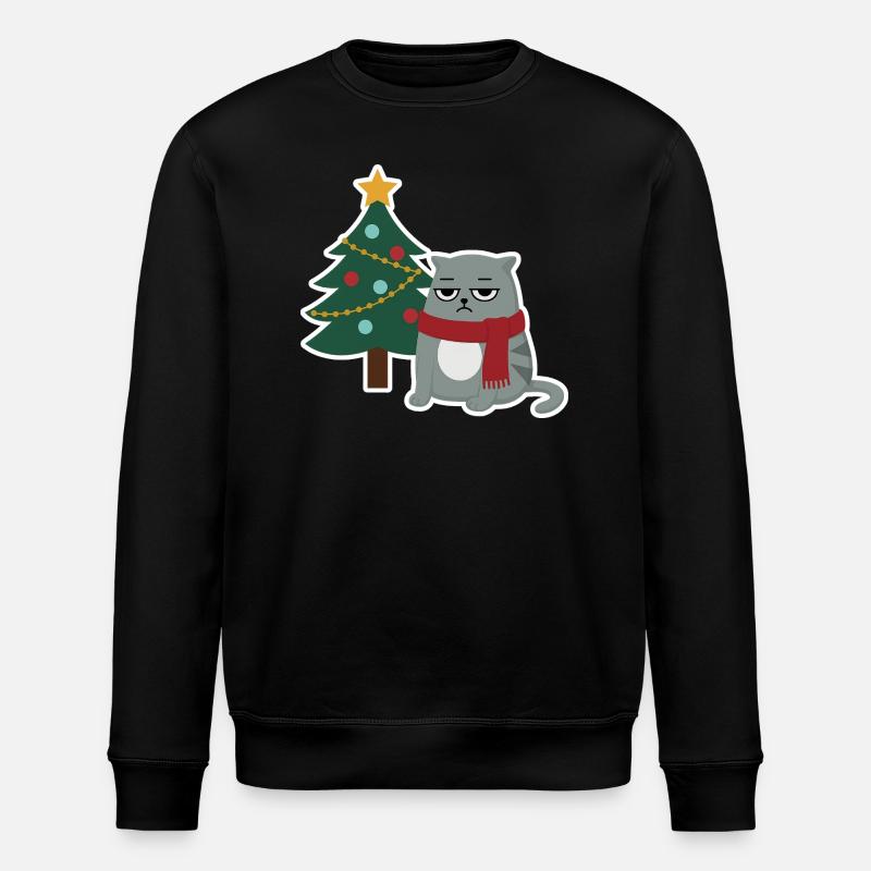 Cat Grumpy Christmas - Stanley/Stella Unisex Bio-Sweatshirt ROLLER - Schwarz