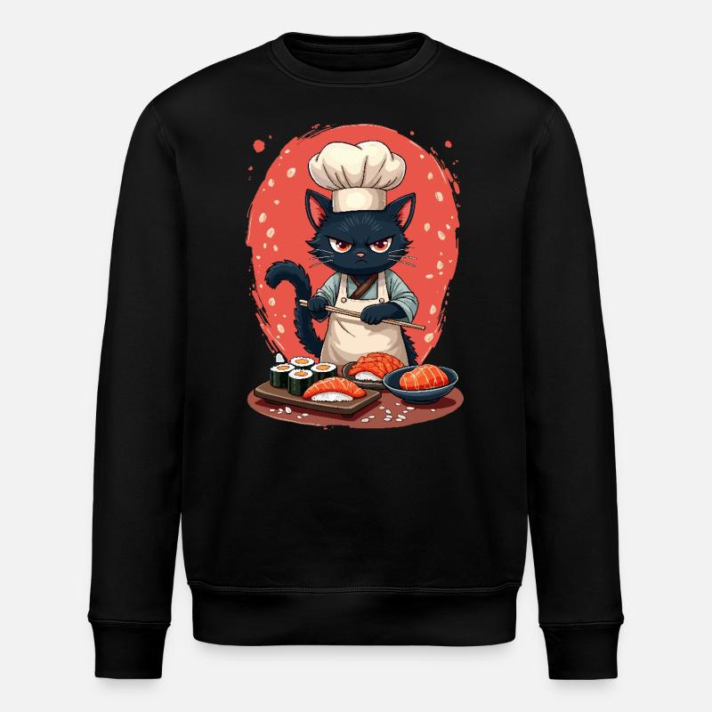 Sushi Chef Katze - Stanley/Stella Unisex Bio-Sweatshirt ROLLER - Schwarz