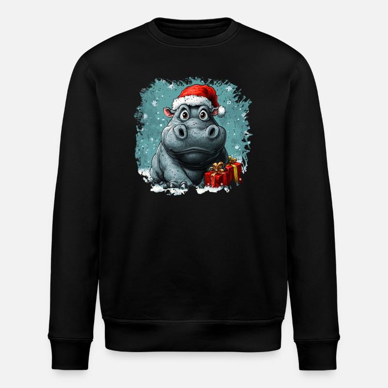Nilpferd Weihnachten - Stanley/Stella Unisex Bio-Sweatshirt ROLLER - Schwarz