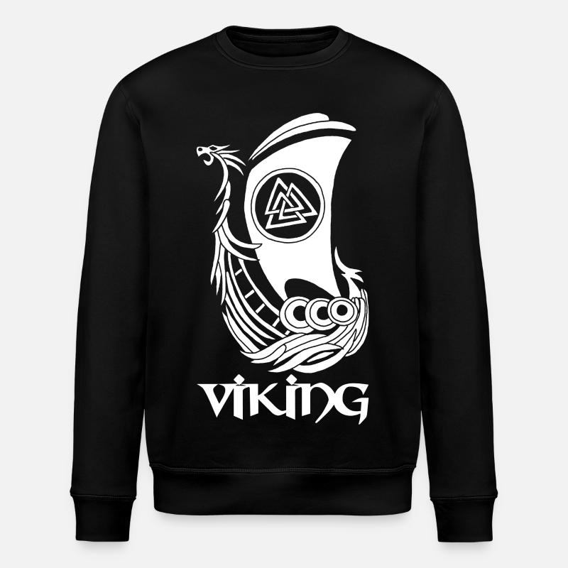 Weißes Wikingerschiff - Stanley/Stella Unisex Bio-Sweatshirt ROLLER - Schwarz