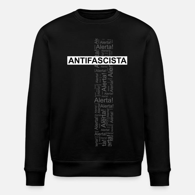 Alerte! Antifasciste ! - Art des mots - Sweat bio ROLLER Stanley/Stella Unisexe - noir