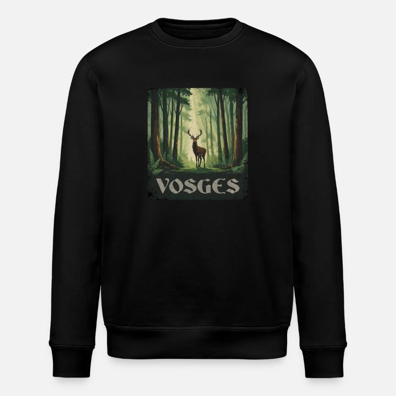 Vosges Deer Forest - Stanley/Stella ROLLER Unisex Organic Sweatshirt - black