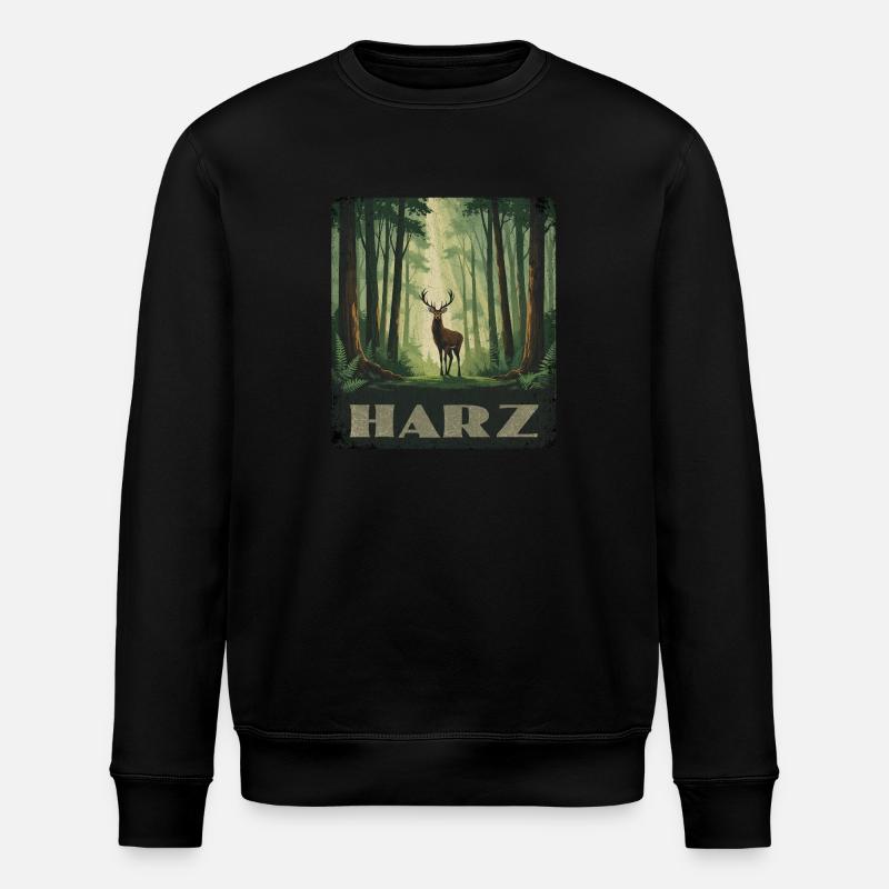 Harz Wald und Hirsch - Stanley/Stella Unisex Bio-Sweatshirt ROLLER - Schwarz