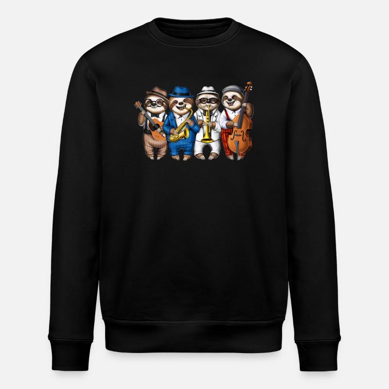 Faultier Jazz Musiker - Stanley/Stella Unisex Bio-Sweatshirt ROLLER - Schwarz