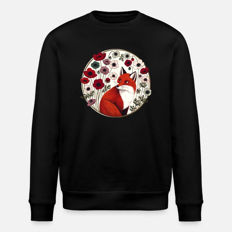 Retro Red Fox - Stanley/Stella ROLLER Unisex Organic Sweatshirt - black