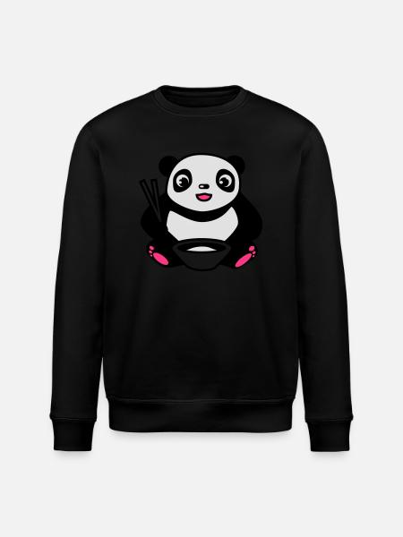 Baby Panda na jedzenia ryżu pałeczkami - Ekologiczna bluza typu unisex Stanley/Stella ROLLER - czarny