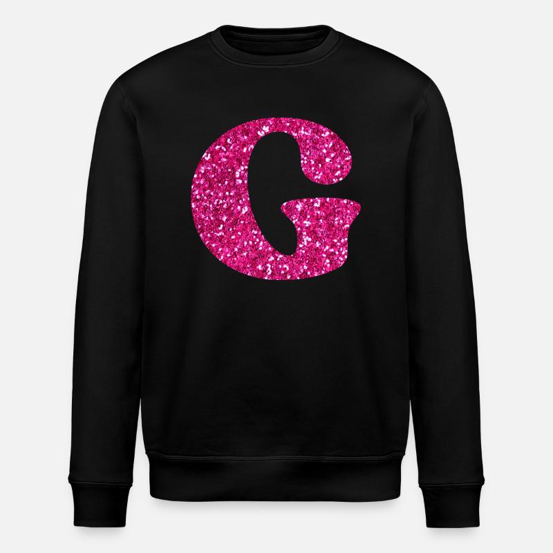 Letter g pink glitter - Stanley/Stella ROLLER Unisex Organic Sweatshirt - black