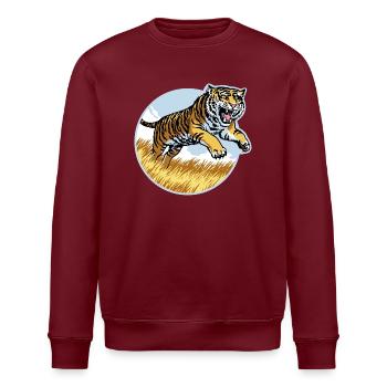 Tigre dans le saut - Sweat bio ROLLER Stanley/Stella Unisexe - bordeaux - Devant - Nik (191cm)