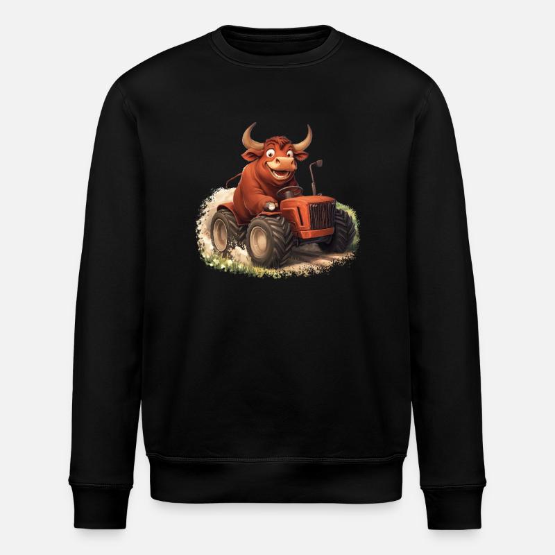 Stier auf Trekker - Stanley/Stella Unisex Bio-Sweatshirt ROLLER - Schwarz