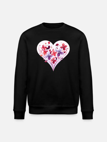 Floral Heart - Stanley/Stella ROLLER Unisex Organic Sweatshirt - black