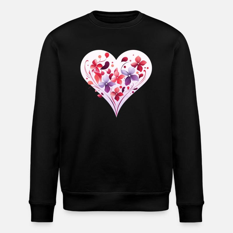 Florales Herz - Stanley/Stella Unisex Bio-Sweatshirt ROLLER - Schwarz