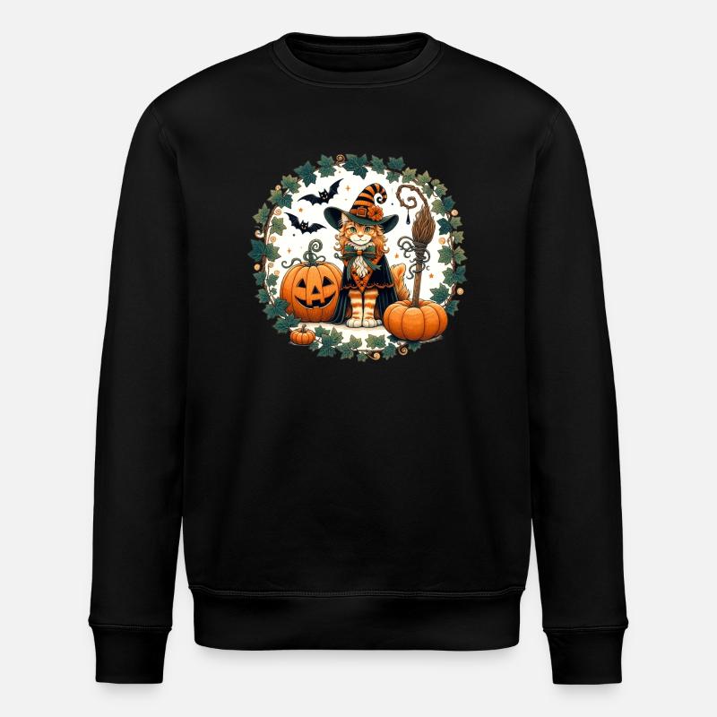 Halloween Ingwer Katze - Stanley/Stella Unisex Bio-Sweatshirt ROLLER - Schwarz