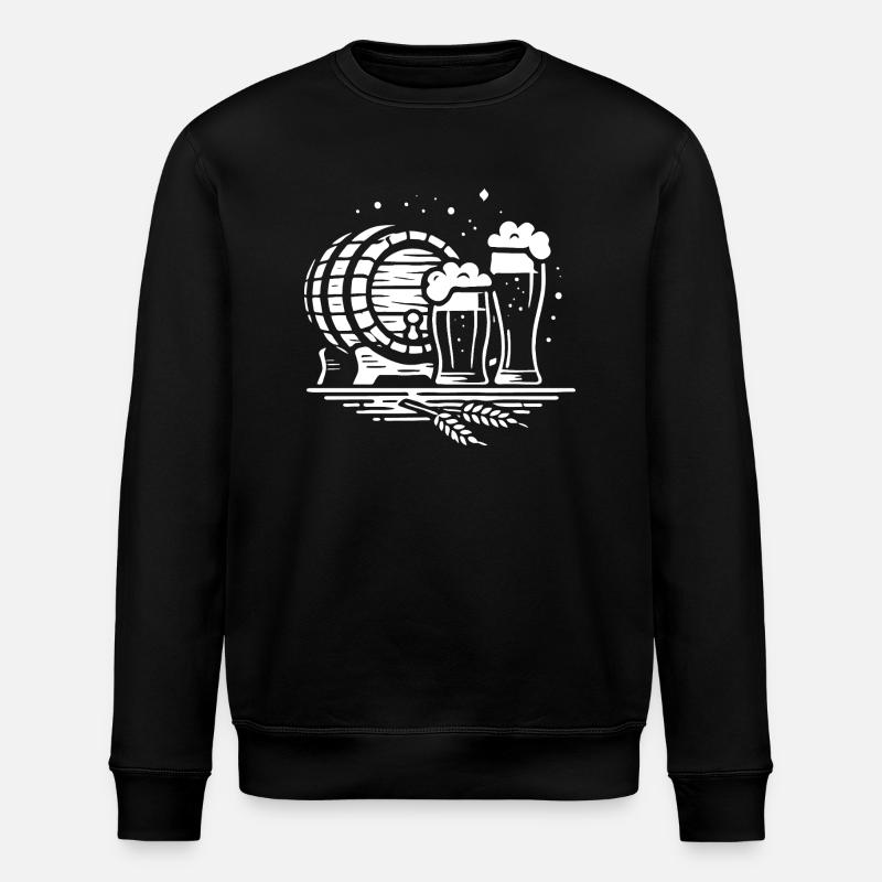 Klassisches Bier Design – Fass & Gläser - Stanley/Stella Unisex Bio-Sweatshirt ROLLER - Schwarz