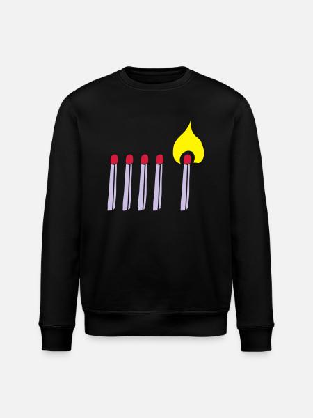 Fyrstikk fyrstikker brann brenne Brann brenning - Stanley/Stella ROLLER økologisk unisex-sweatshirt - svart