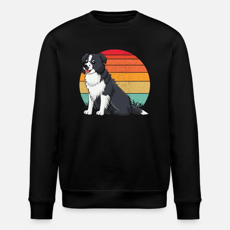 Border collie Retro 2 - Sweat bio ROLLER Stanley/Stella Unisexe - noir