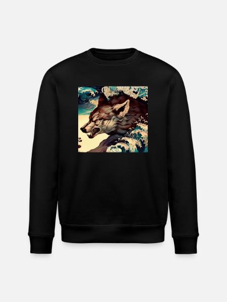 Wolf Japanese - Stanley/Stella ROLLER Unisex Organic Sweatshirt - black