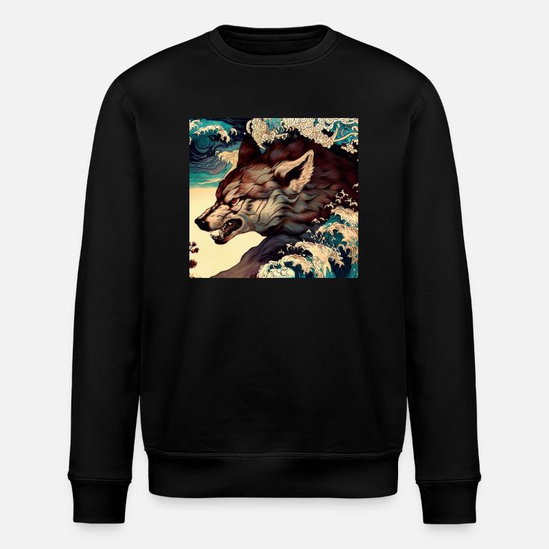 Wolf Japanese - Stanley/Stella ROLLER Unisex Organic Sweatshirt - black