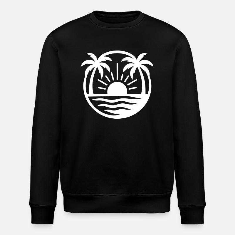 Palm Trees Beach Sunset - Stanley/Stella ROLLER Unisex Organic Sweatshirt - black