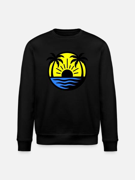 Palm Trees Beach Sunset - Stanley/Stella ROLLER Unisex Organic Sweatshirt - black