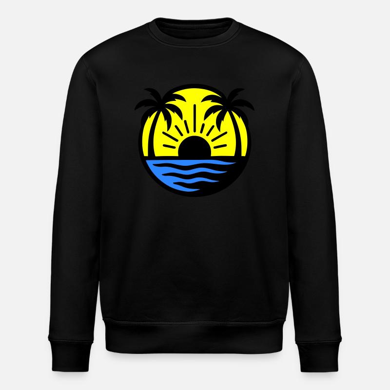 Palm Trees Beach Sunset - Stanley/Stella ROLLER Unisex Organic Sweatshirt - black