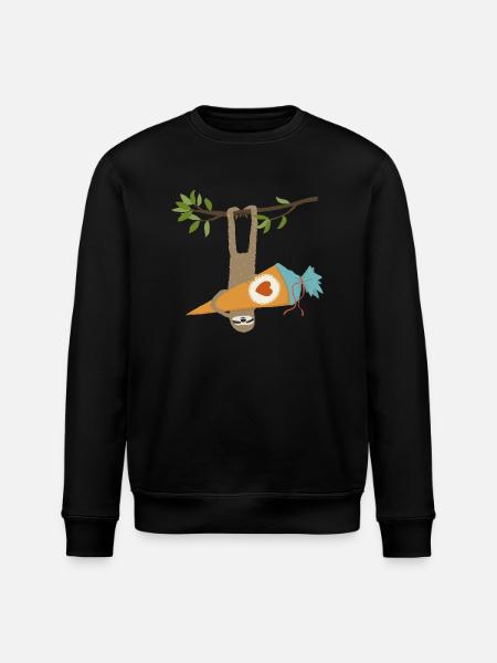 Faultier mit Schultüte - Stanley/Stella Unisex Bio-Sweatshirt ROLLER - Schwarz