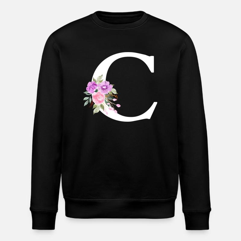 Lila Blumenbuchstabe c - Stanley/Stella Unisex Bio-Sweatshirt ROLLER - Schwarz