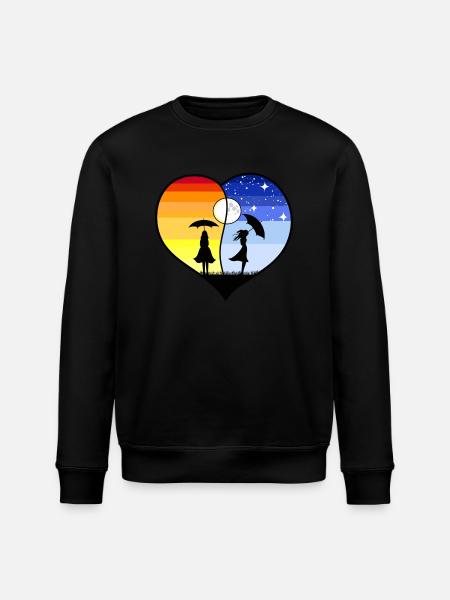 HEART YING YANG - Stanley/Stella ROLLER Unisex Organic Sweatshirt - black