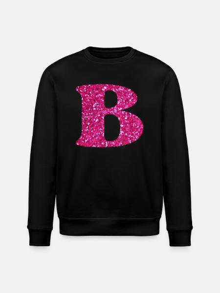 Letter b pink glitter - Stanley/Stella ROLLER Unisex Organic Sweatshirt - black