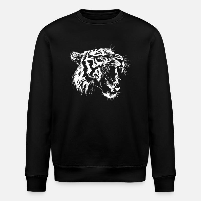 Roaring Tiger Head - Stanley/Stella ROLLER Unisex Organic Sweatshirt - black