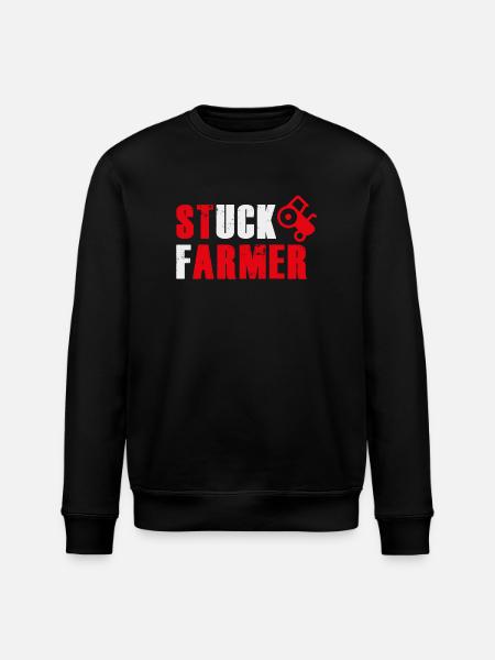 STUCK FARMER RED GREY - Stanley/Stella ROLLER Unisex Organic Sweatshirt - black