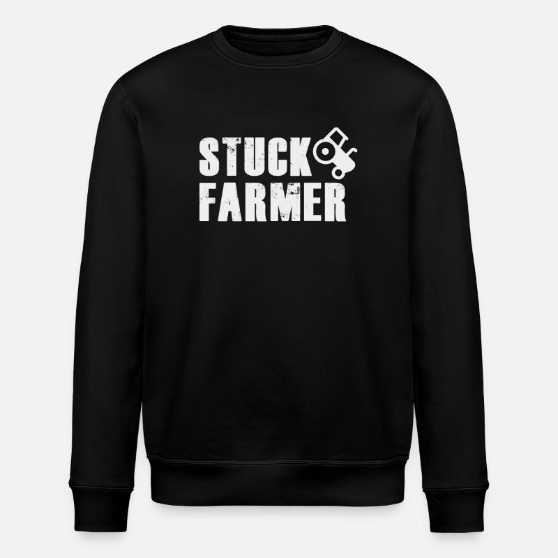 STUCK FARMER LIGHT GREY - Stanley/Stella ROLLER Unisex Organic Sweatshirt - black
