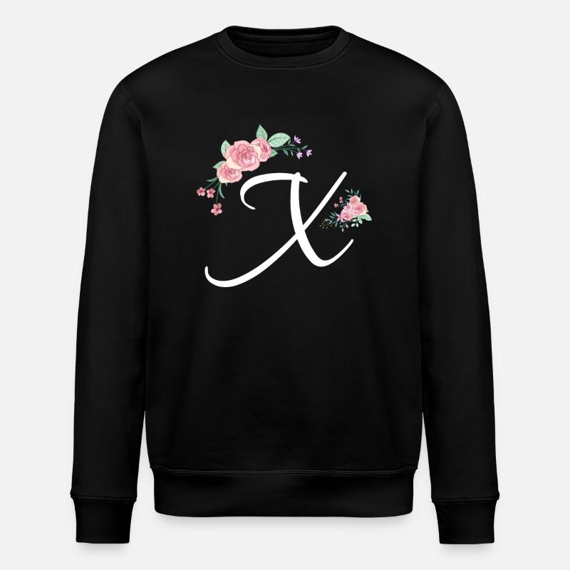 Buchstabe x Blumen - Stanley/Stella Unisex Bio-Sweatshirt ROLLER - Schwarz