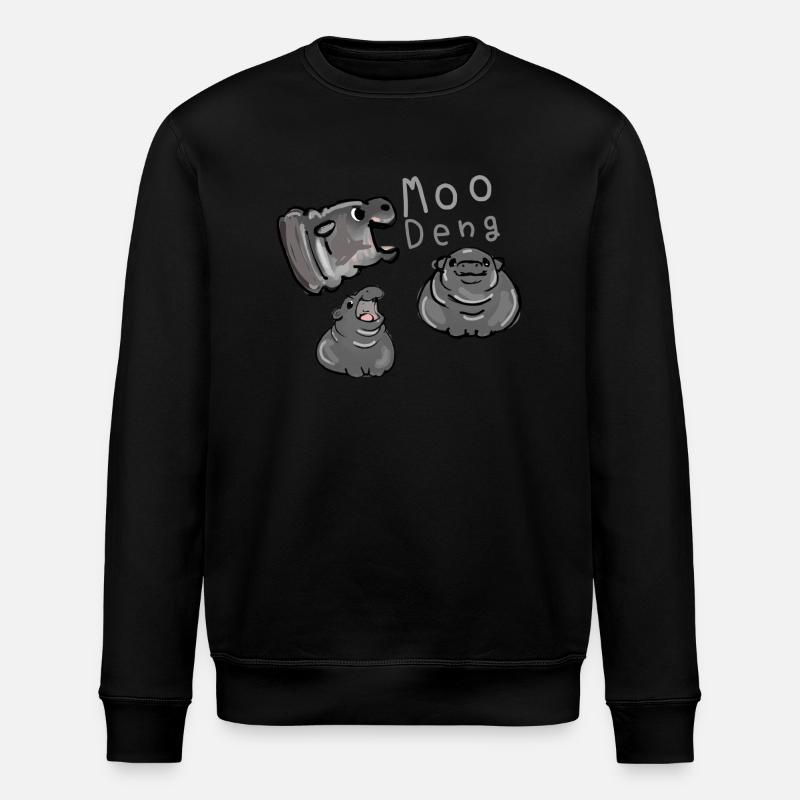 Moo Deng, hippo, illustration, hippo - Stanley/Stella ROLLER Unisex Organic Sweatshirt - black