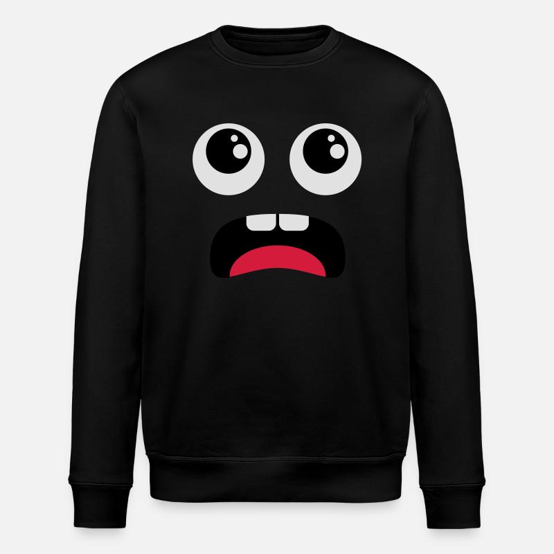 Erschrockenes Gesicht - Comic - Stanley/Stella Unisex Bio-Sweatshirt ROLLER - Schwarz