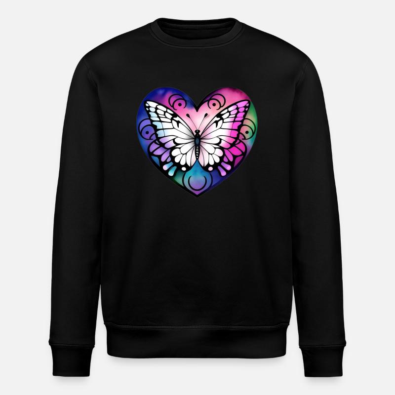 Schmetterling im Herzen - Stanley/Stella Unisex Bio-Sweatshirt ROLLER - Schwarz