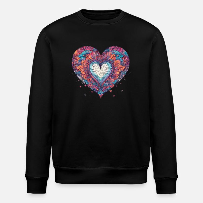 Heart psychedelic - Stanley/Stella Unisex Bio-Sweatshirt ROLLER - Schwarz