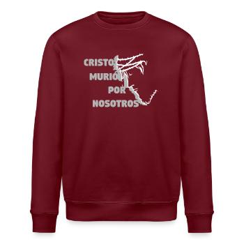 Christus ist für uns gestorben - Spanisch - Stanley/Stella Unisex Bio-Sweatshirt ROLLER - Burgunderrot - Vorne - Nik (191cm)