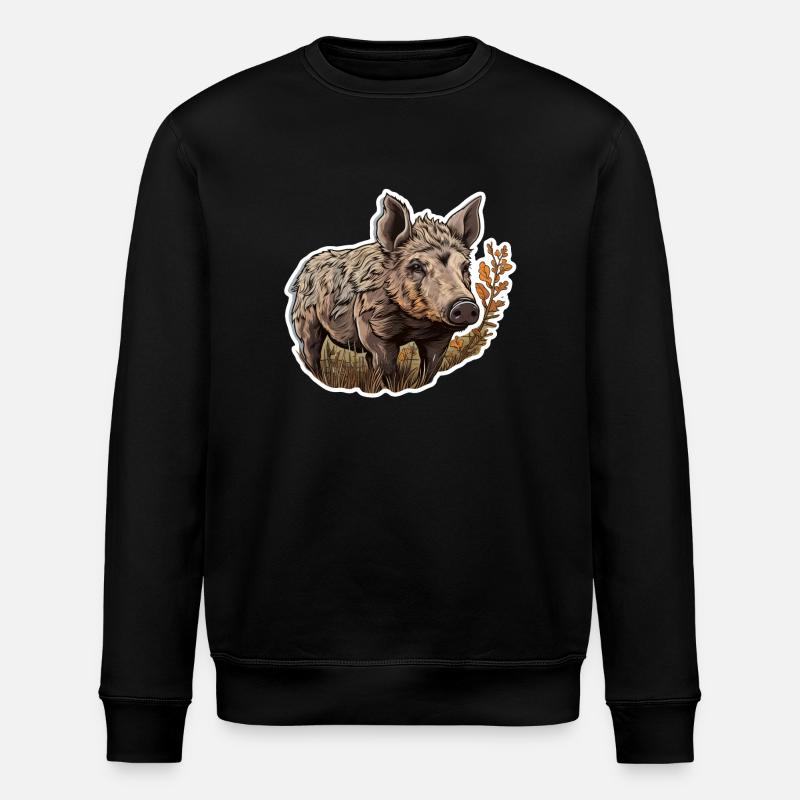 Sanglier dans un champ - Sweat bio ROLLER Stanley/Stella Unisexe - noir