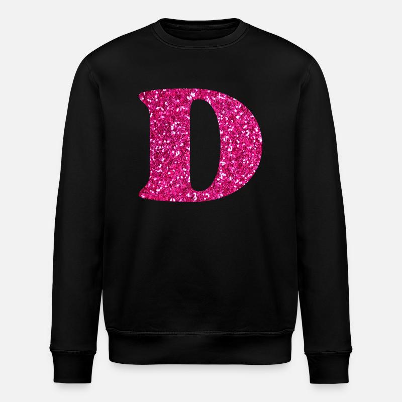Lettre d rose pailleté - Sweat bio ROLLER Stanley/Stella Unisexe - noir