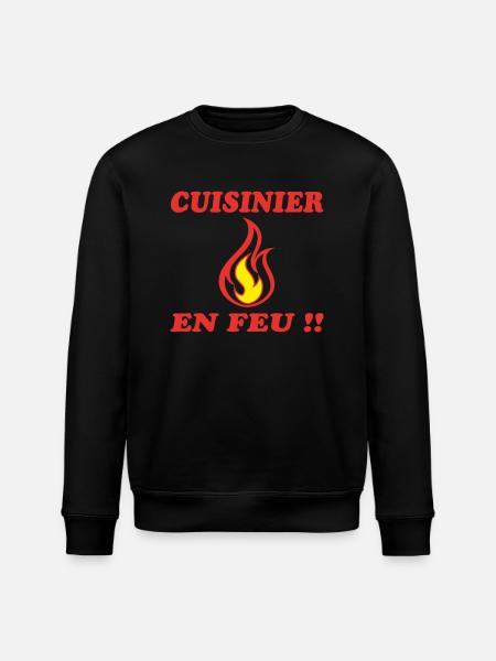 CUISINIER EN FEU !!! - Sweat bio ROLLER Stanley/Stella Unisexe - noir