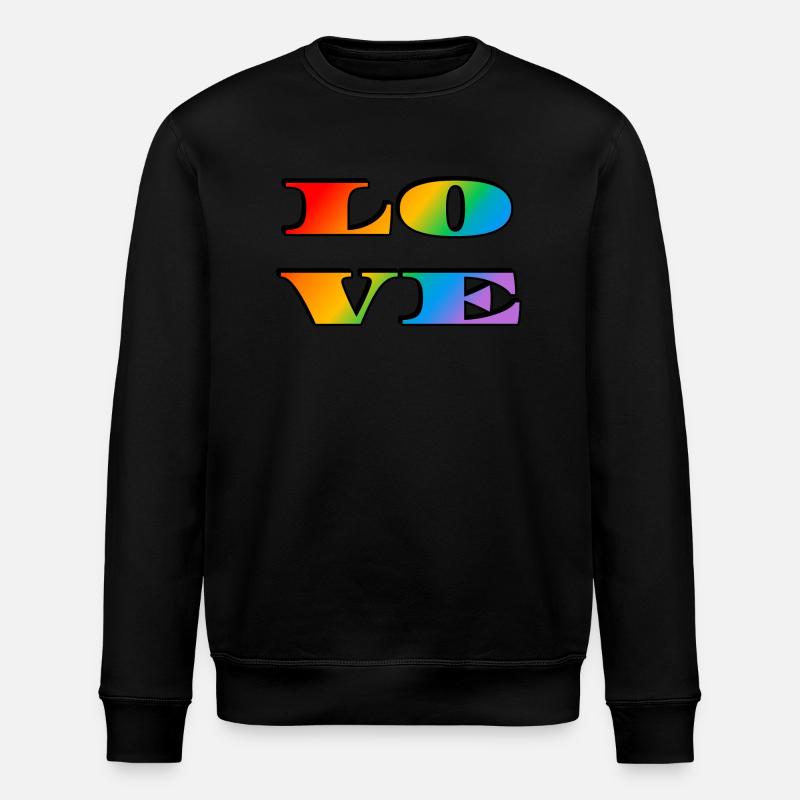 Retro Regenbogen Liebe - Stanley/Stella Unisex Bio-Sweatshirt ROLLER - Schwarz